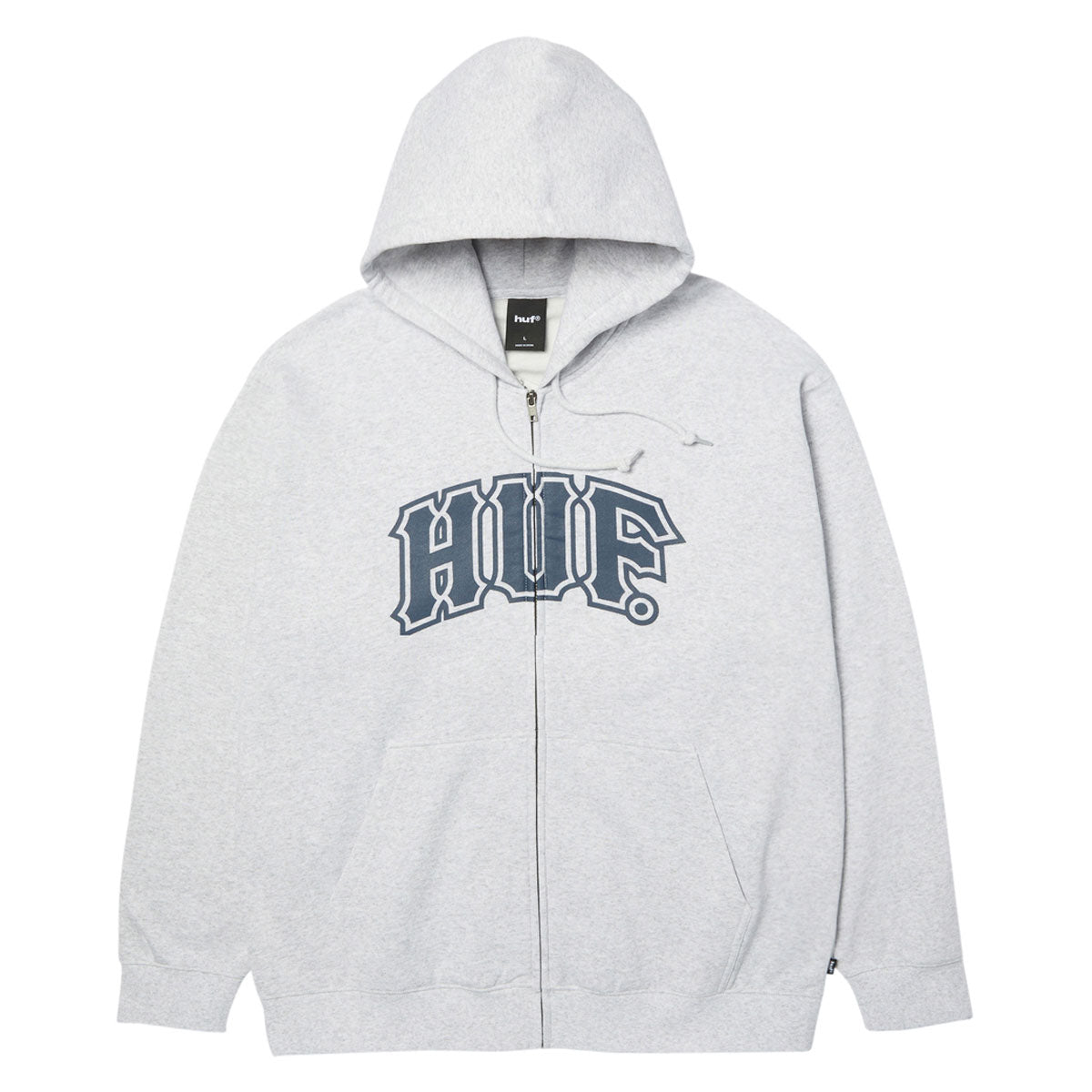 HUF Classic Arch Full Zip Hoodie - Heather Grey/Navy