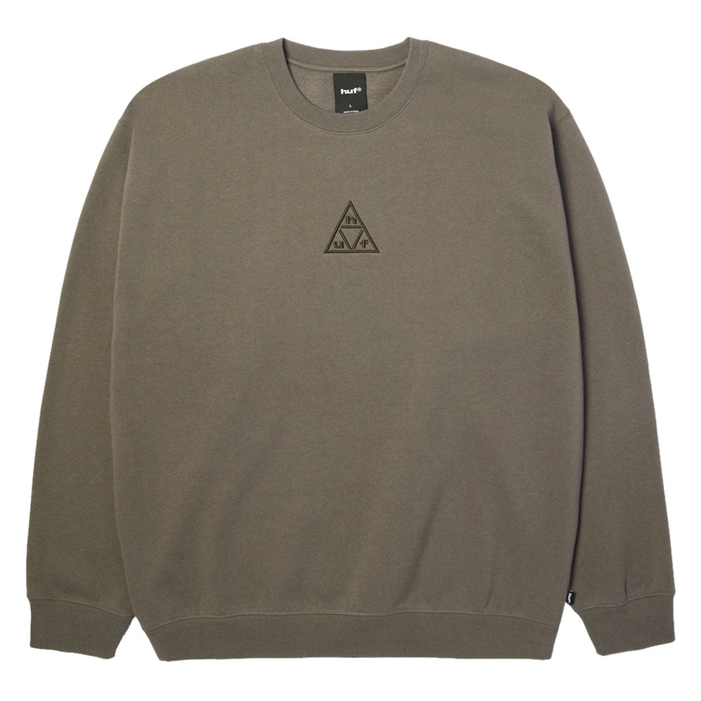 HUF Triple Triangle Embroidered Crew Sweatshirt - Dark Earth/Brown