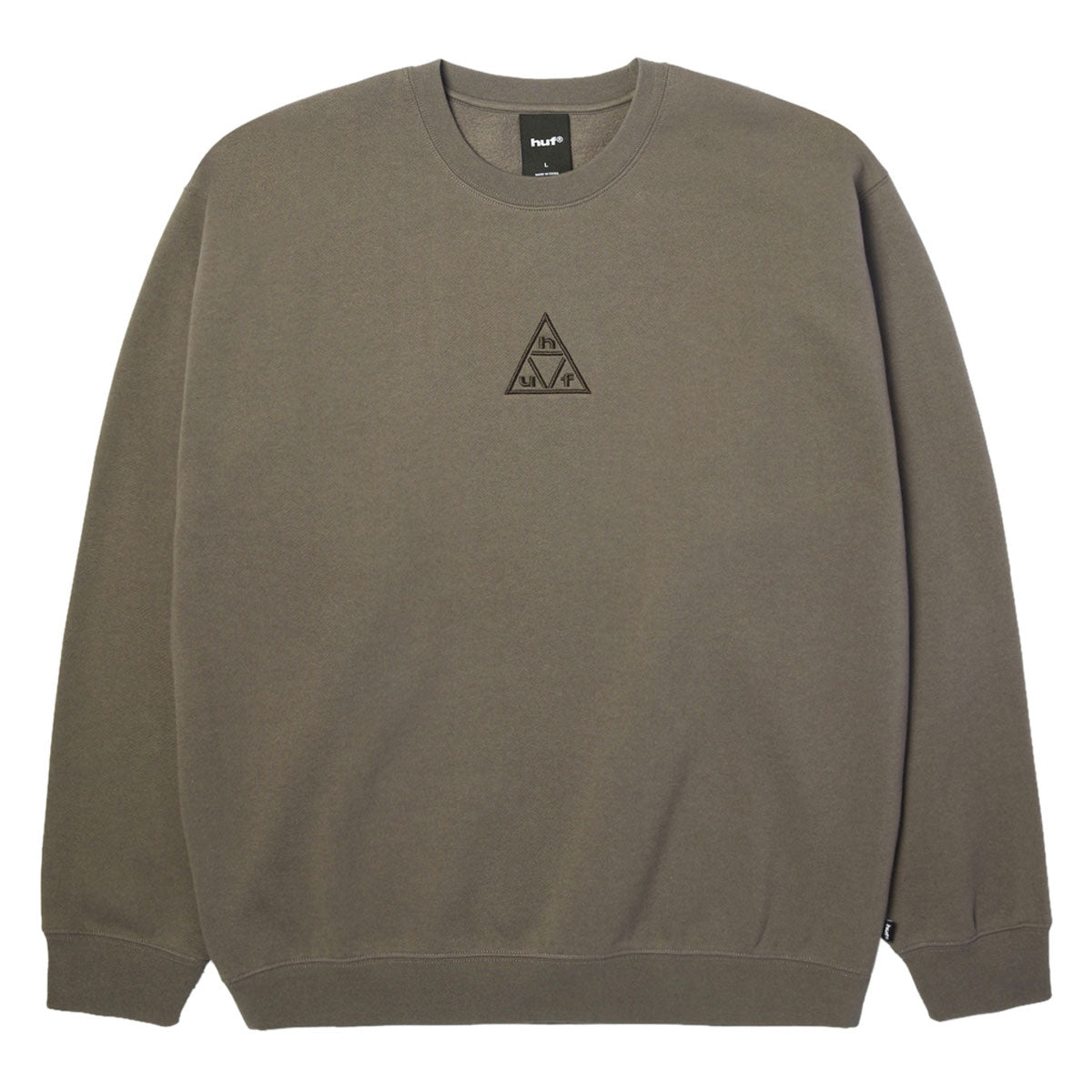 HUF Triple Triangle Embroidered Crew Sweatshirt - Dark Earth/Brown