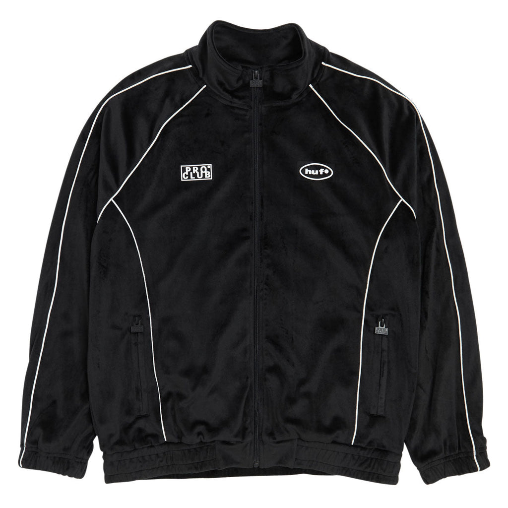 HUF x Pro Club Velour Track Jacket - Black