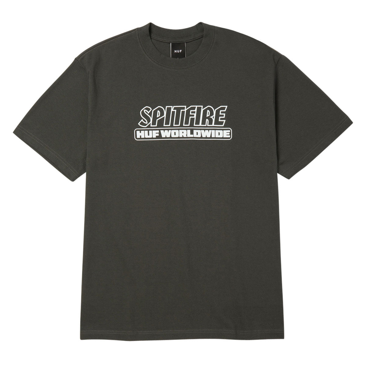 HUF x Spitfire Burn Heavyweight T-Shirt - Washed Black