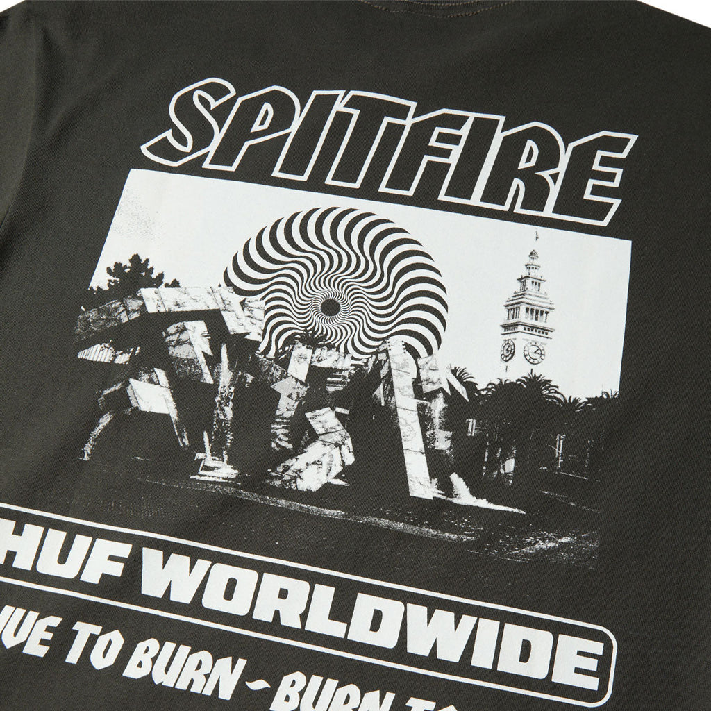 HUF x Spitfire Burn Heavyweight T-Shirt - Washed Black
