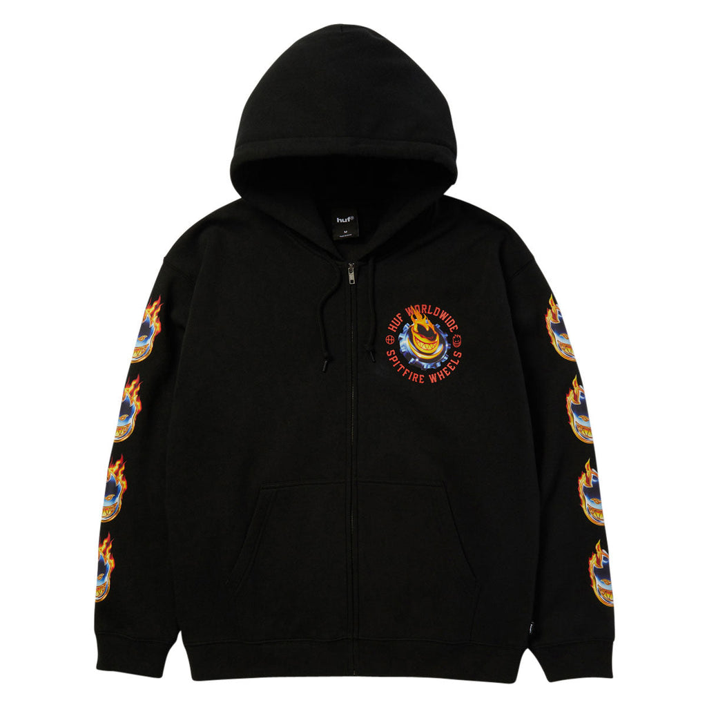 HUF x Spitfire Chrome Head Full Zip Hoodie - Black