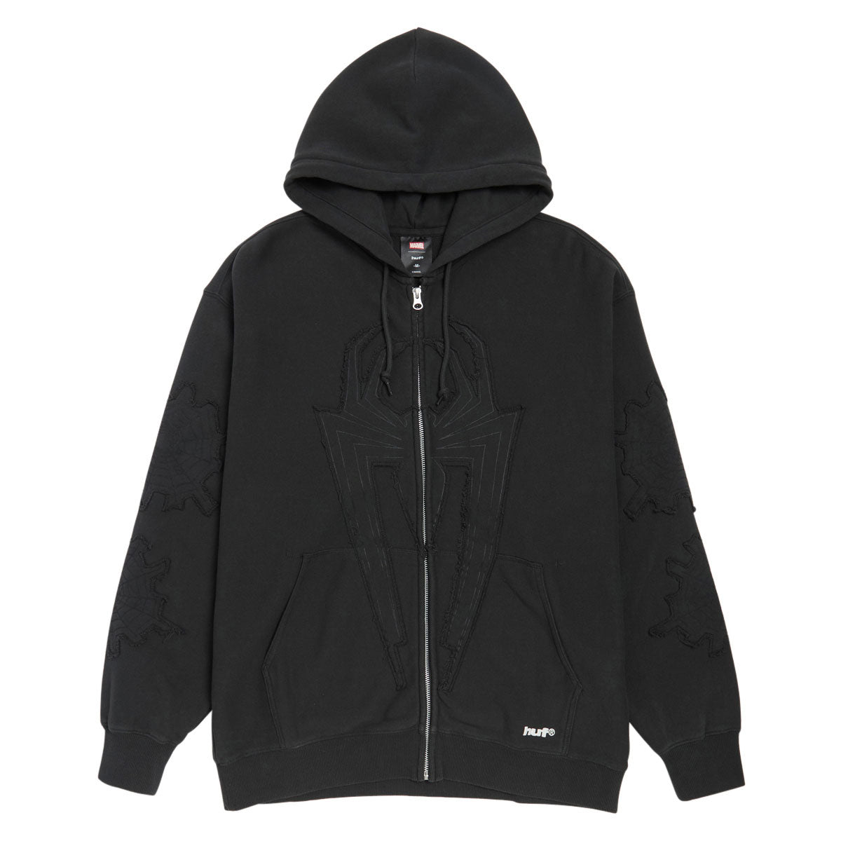 HUF x Spiderman Web Full Zip Washed Hoodie - Washed Black
