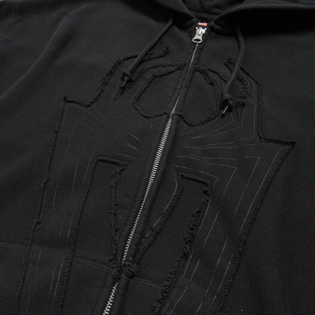 HUF x Spiderman Web Full Zip Washed Hoodie - Washed Black