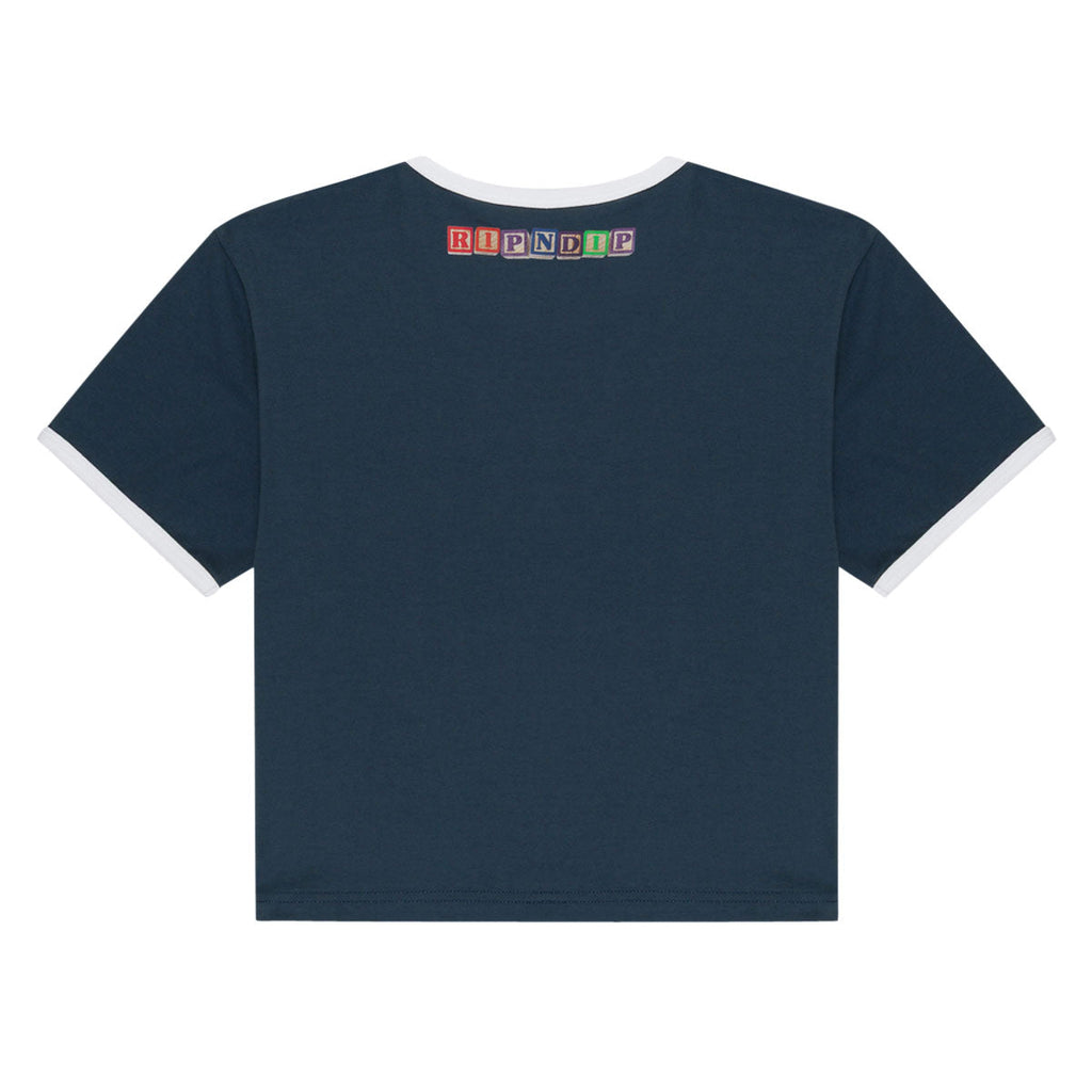 RIPNDIP Fuku Cropped Baby Ringer T-Shirt - Navy/White