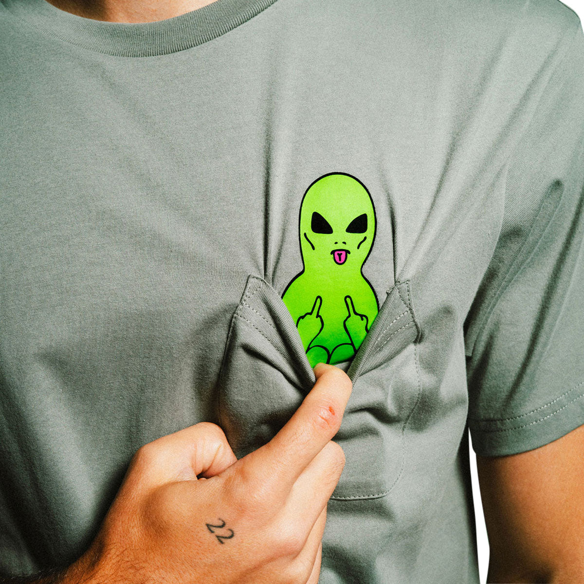 RIPNDIP Lord Alien Pocket T-Shirt - Dusty Sage