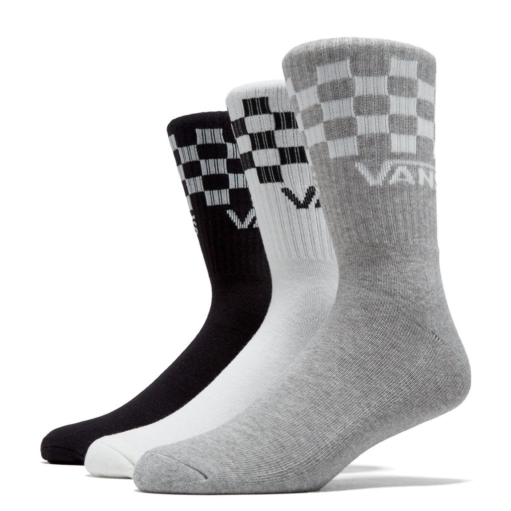 Vans Classic Check Crew 3 Pack Of Socks - Black/White