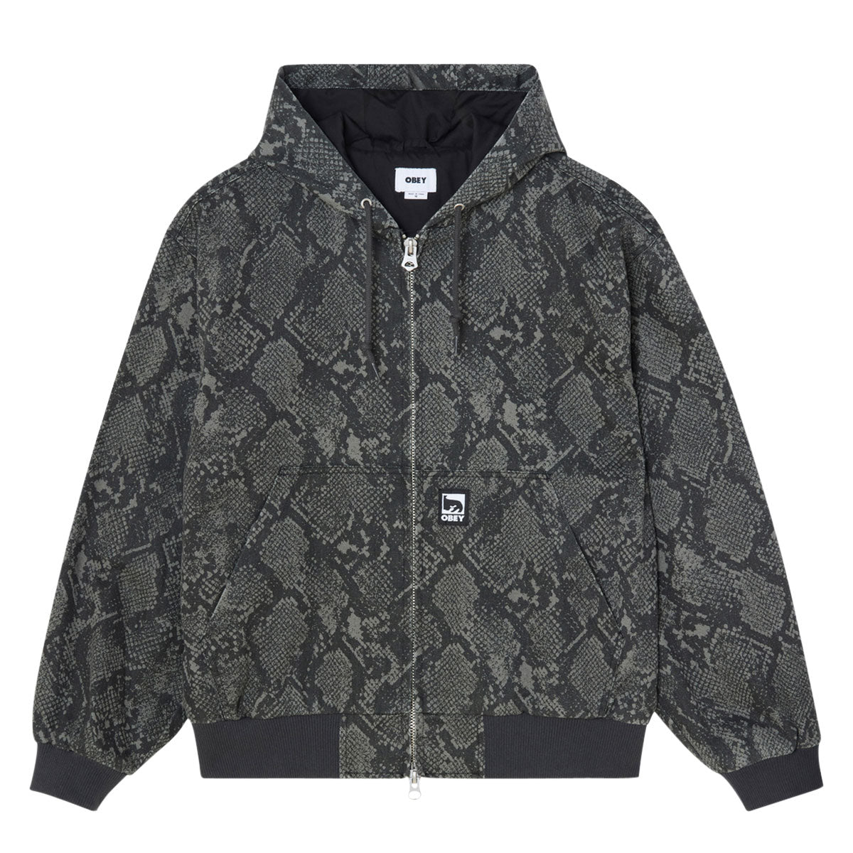 Obey Glen Zip Up Jacket - Grey Snake
