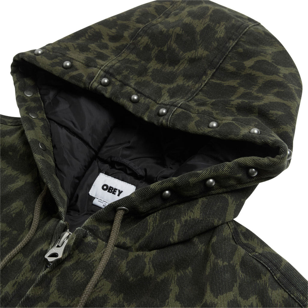 Obey Studded Zip Up Jacket - Dark Leopard