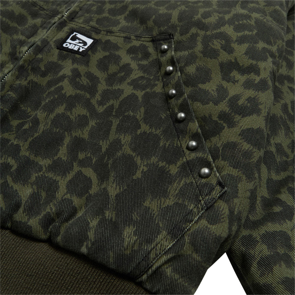 Obey Studded Zip Up Jacket - Dark Leopard