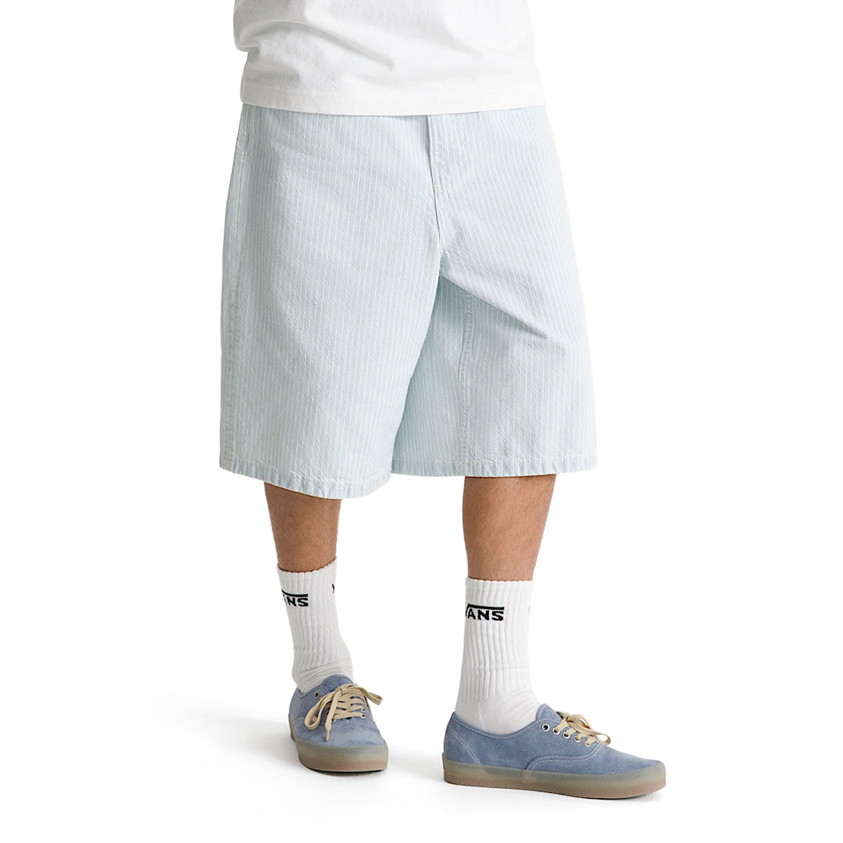 Vans Check 5 Baggy Striped Denim Shorts - Blue Ice Stripe