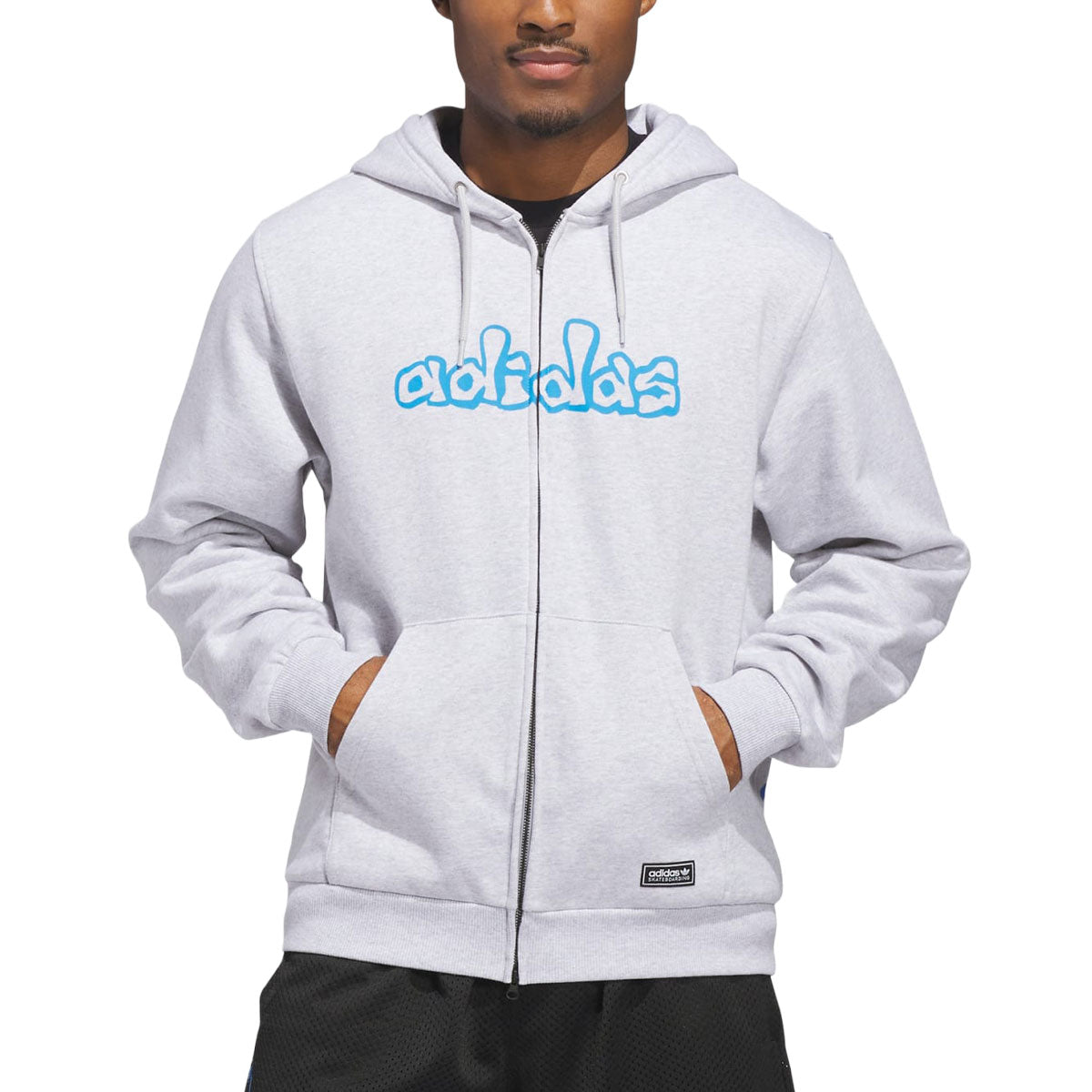 Adidas Kogan Hoodie - Light Grey Heather/Lucid Ray Blue