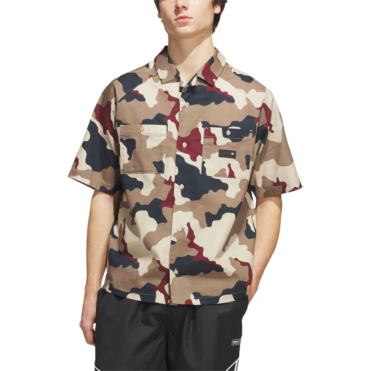 Adidas FS+ Shirt - Khaki Heather/Khaki/Aurora Ink/Shadow Red