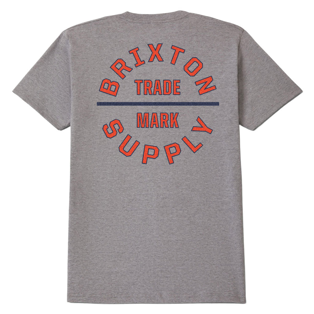 Brixton Oath V T-Shirt - Heather Grey/Lava Red/Midnight Blue