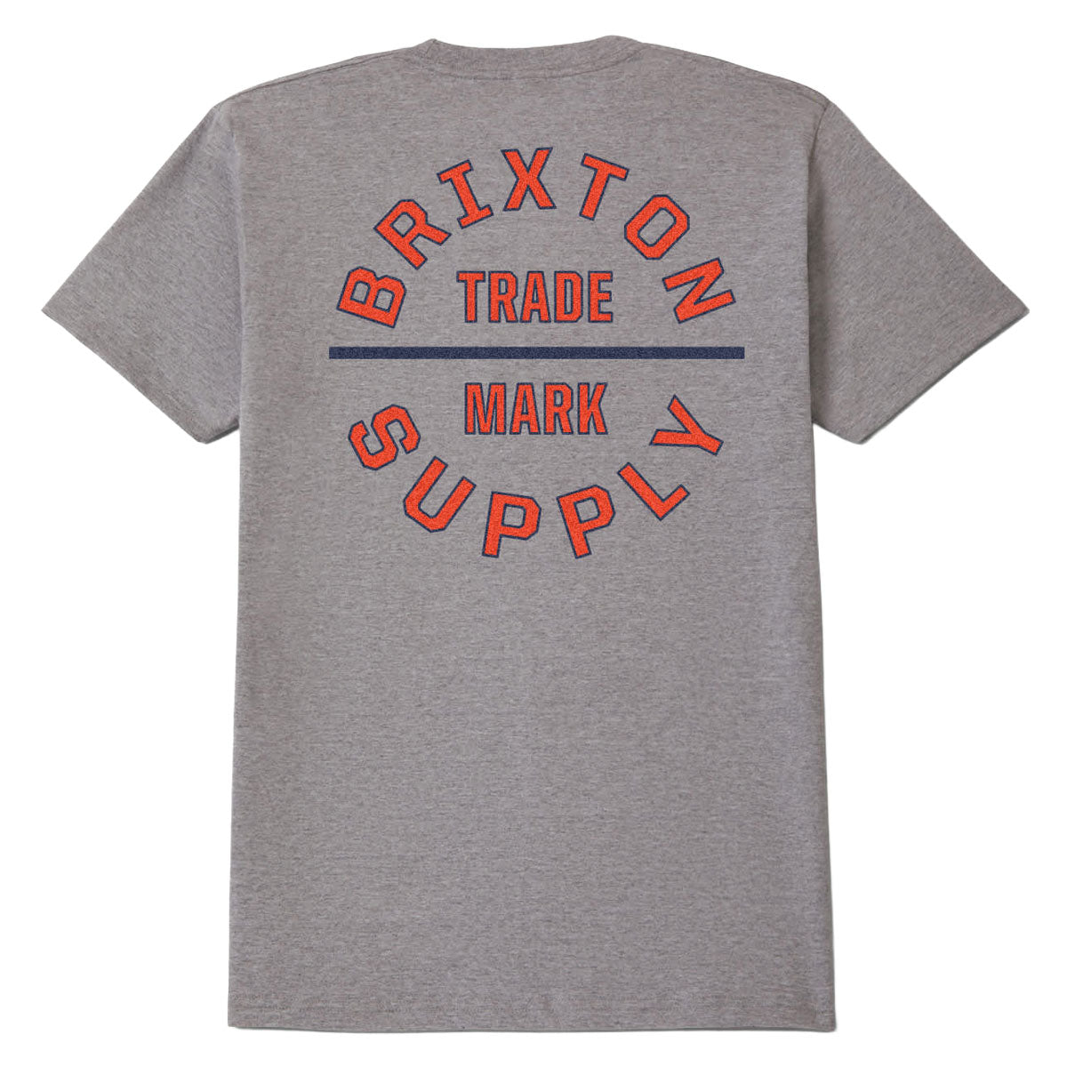 Brixton Oath V T-Shirt - Heather Grey/Lava Red/Midnight Blue