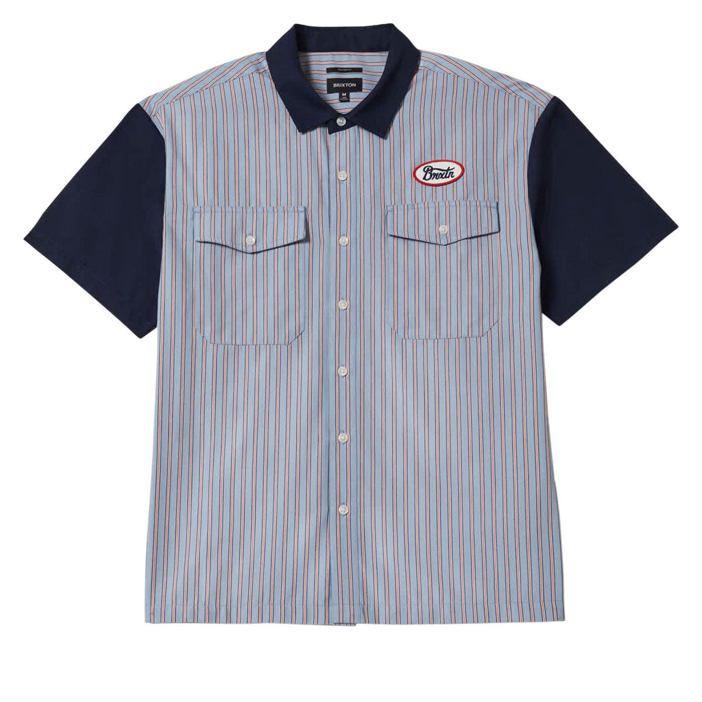 Brixton Builders Olson Shirt - Blue Aura Stripe
