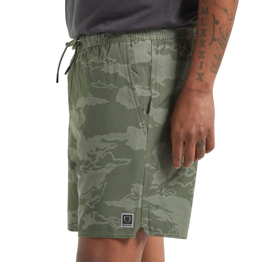 Brixton Journey Active Shorts - Olive Tiger Camo