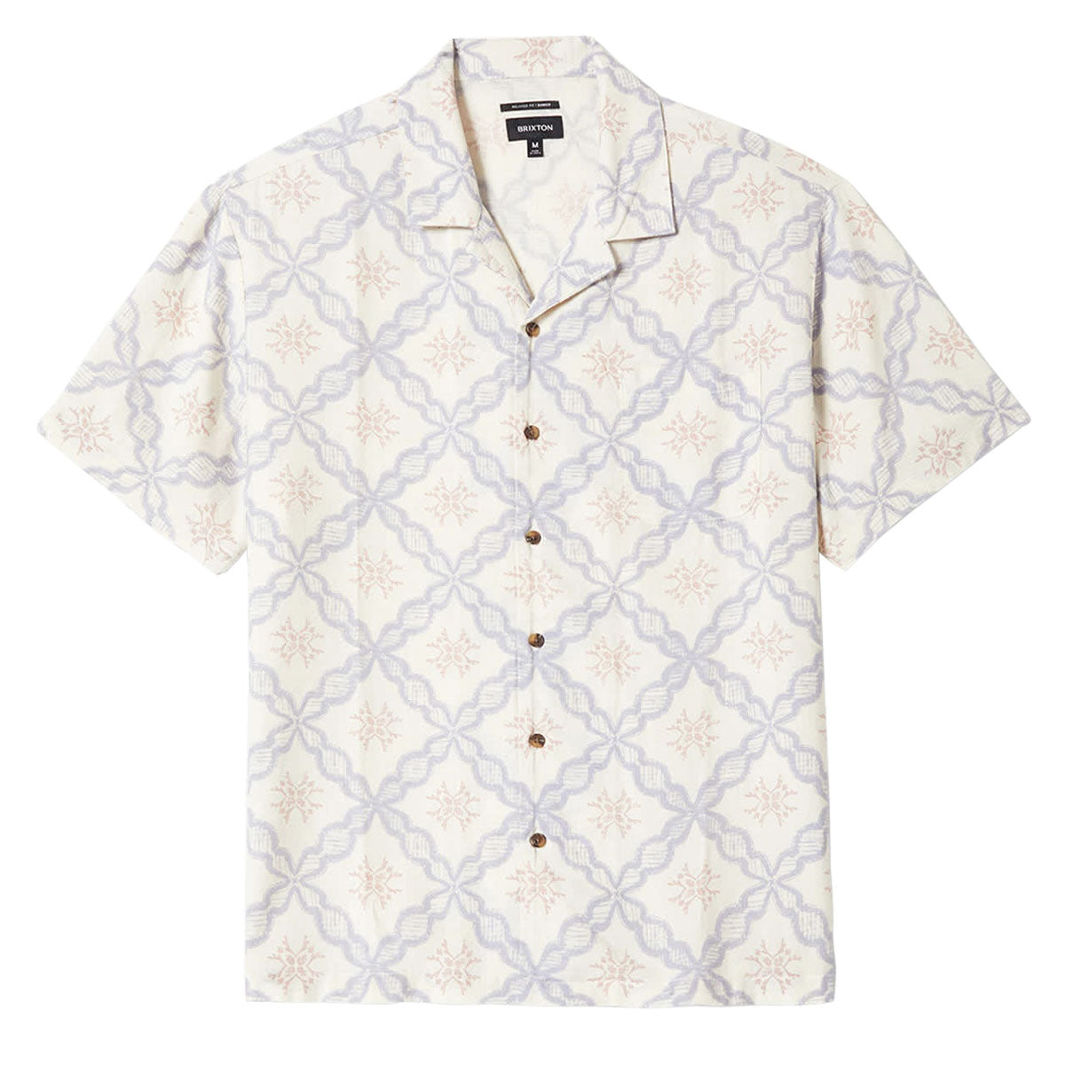 Brixton Bunker Slub Shirt - Off White/Blue Tile