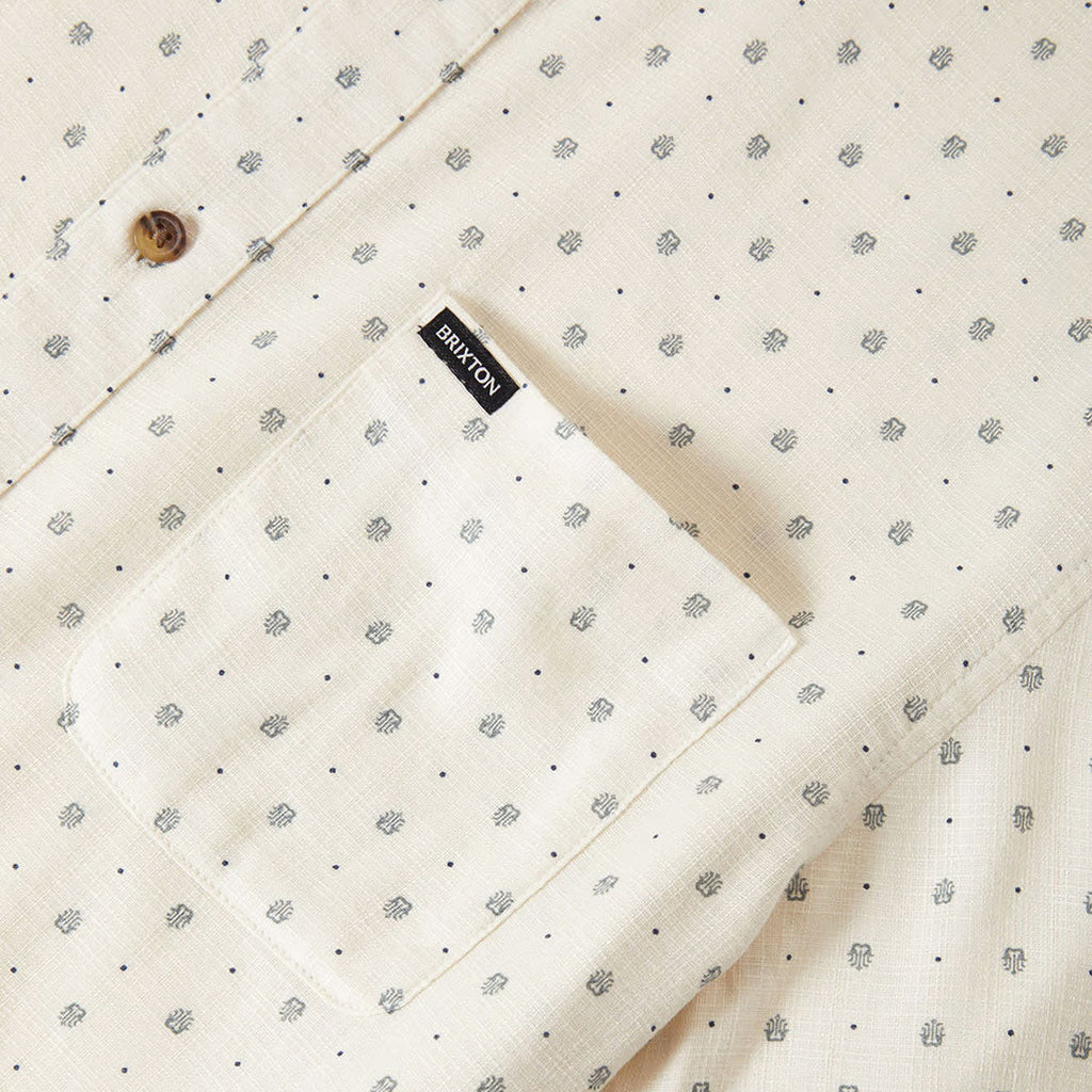 Brixton Charter Slub Shirt - Off White Micro Geo