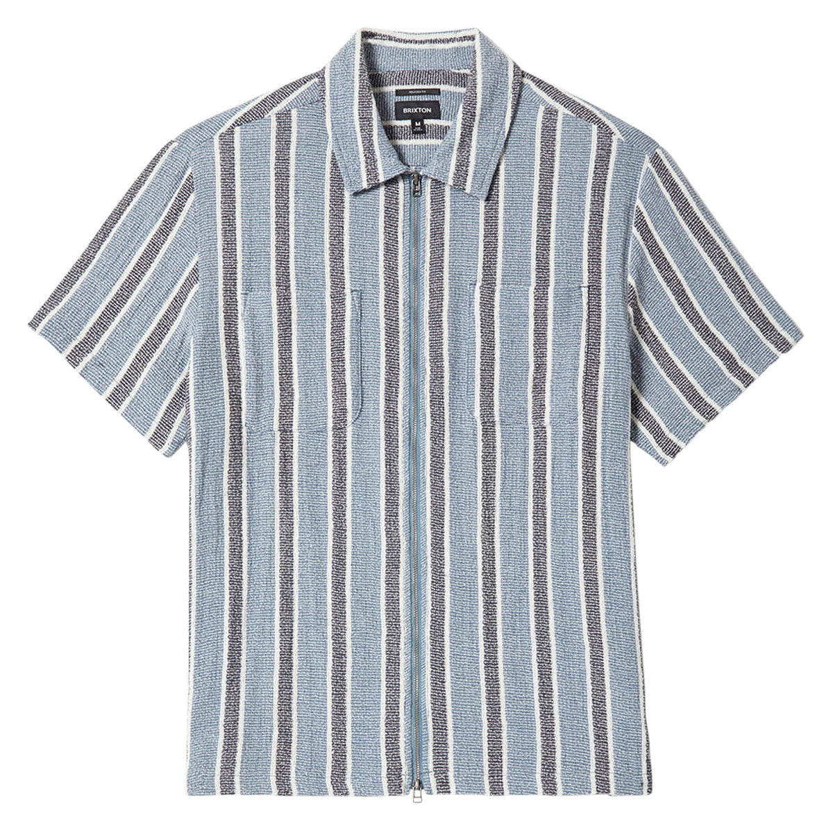 Brixton The Dexter Textured Stripe Shirt - Black/Dusty Blue