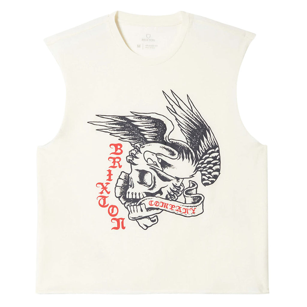 Brixton Wolcott Worn In Boxy Muscle Tank Top - Off White