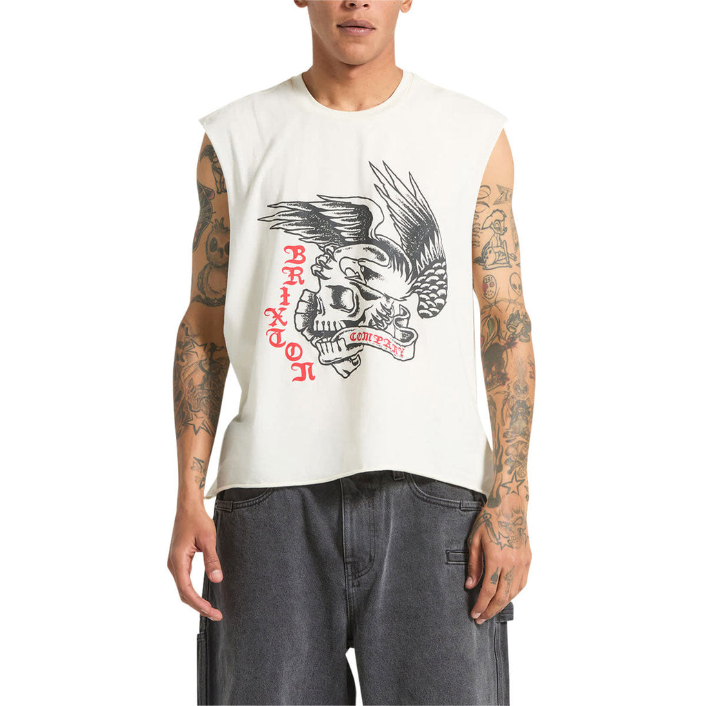 Brixton Wolcott Worn In Boxy Muscle Tank Top - Off White