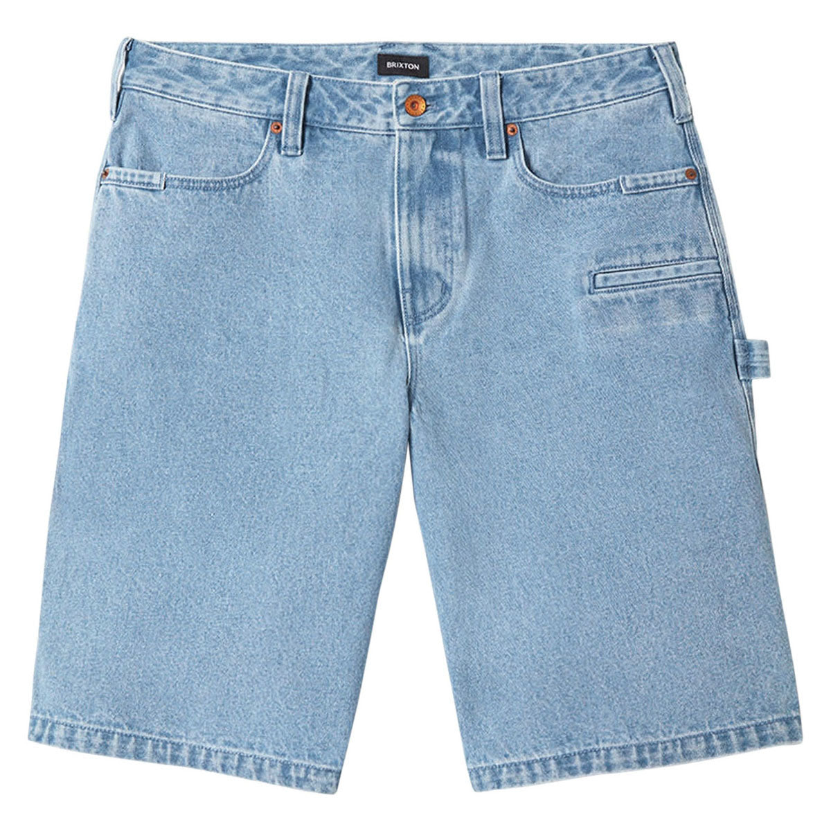 Brixton Builders Carpenter Baggy Shorts - Washed Blue Denim