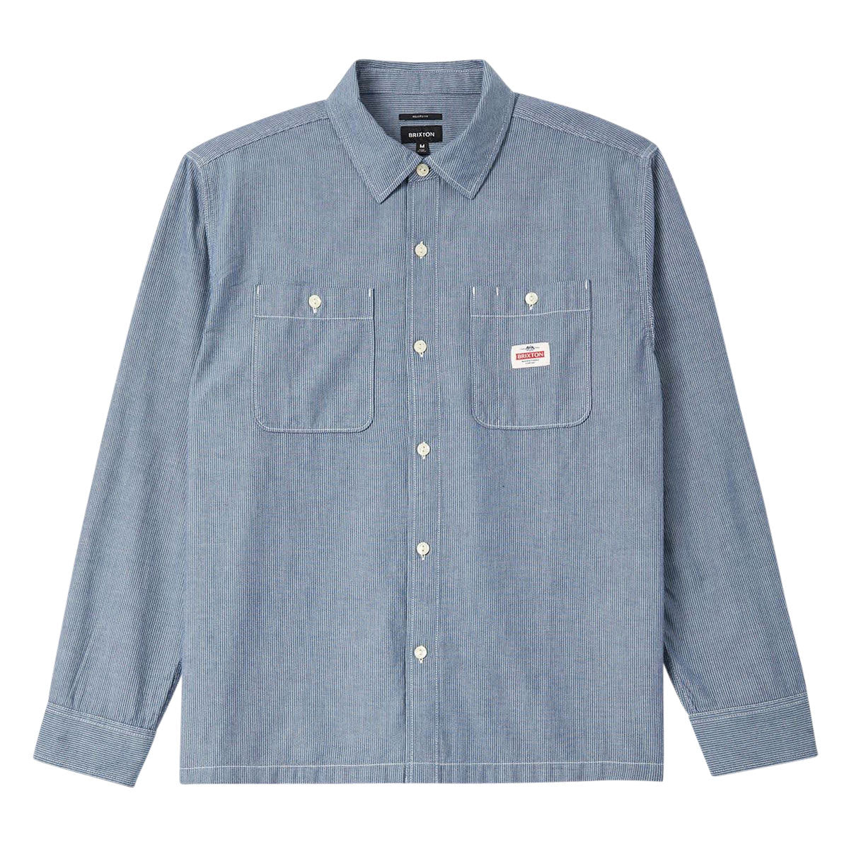 Brixton Trademark Long Sleeve Woven Shirt - Blue Chambray Micro Stripe