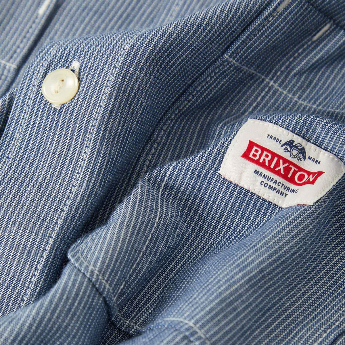 Brixton Trademark Long Sleeve Woven Shirt - Blue Chambray Micro Stripe