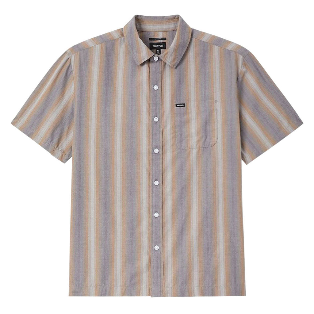 Brixton Cru Shirt - Charcoal Shadow Stripe