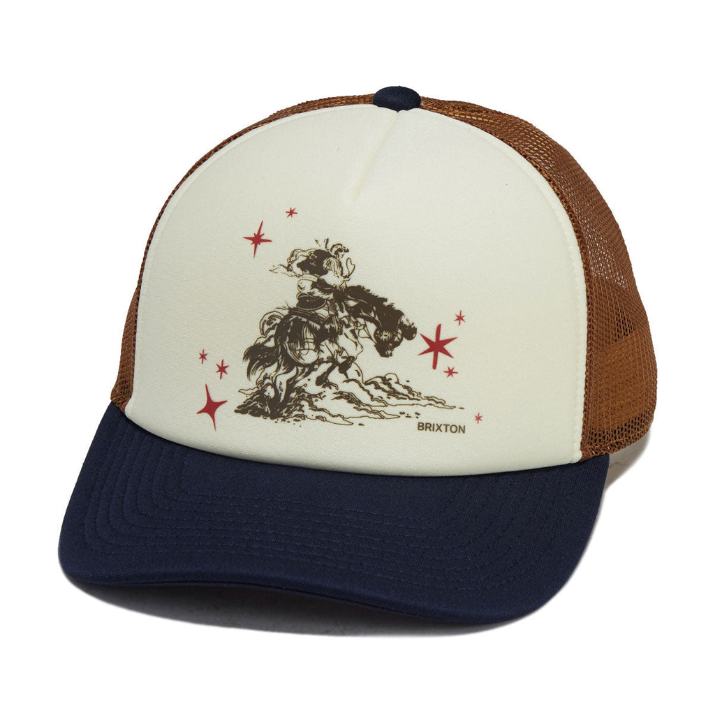 Brixton Mid Century Ranch Trucker Hat - Off White/Washed Navy/Caramel