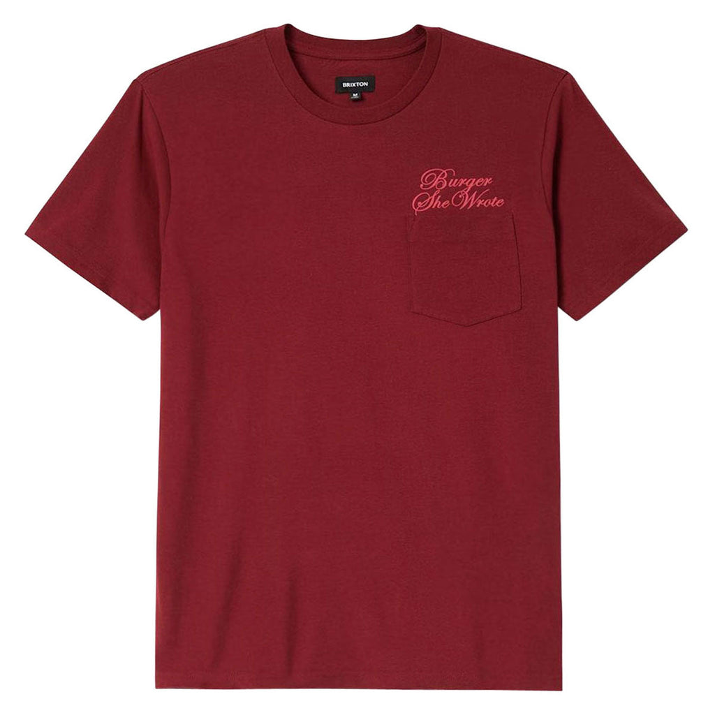 Brixton Burger She Wrote Pocket T-Shirt - Burgundy