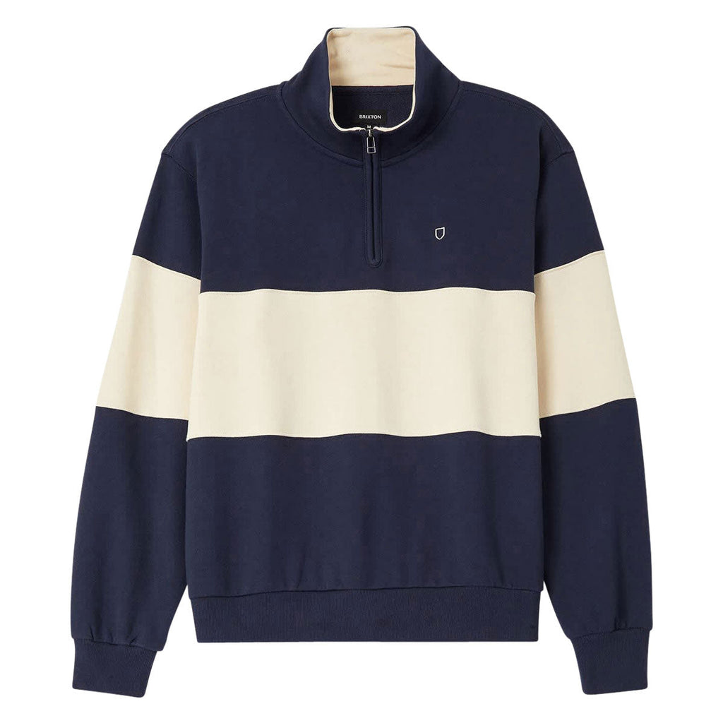 Brixton Danville Quarter Zip Fleece Sweatshirt - Navy/Whitecap