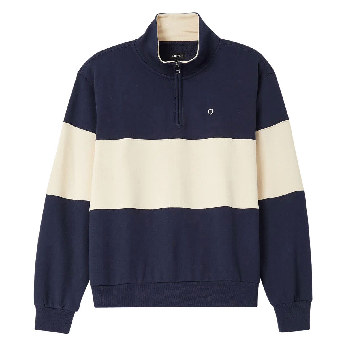 Brixton Danville Quarter Zip Fleece Sweatshirt - Navy/Whitecap