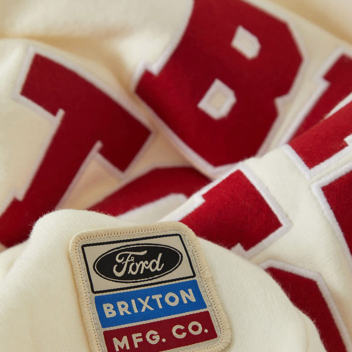 Brixton x Ford Built Tough Crew Sweatshirt - Wimbledon White