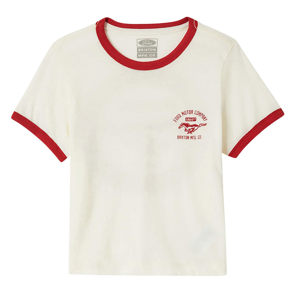 Brixton x Ford Womens Mustang Baby Ringer T-Shirt - Wimbledon White
