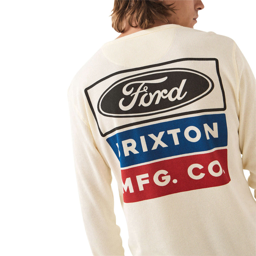 Brixton x Ford Service Dept Long Sleeve Waffle Shirt - Wimbledon White