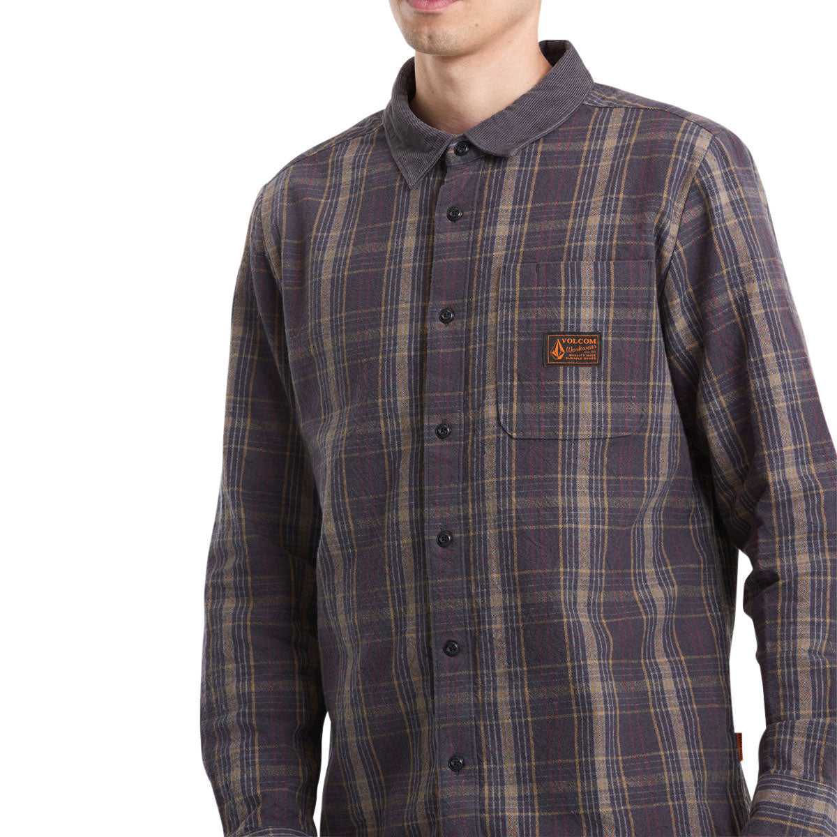 Volcom Stonevise Plaid Long Sleeve Shirt - Asphalt Black