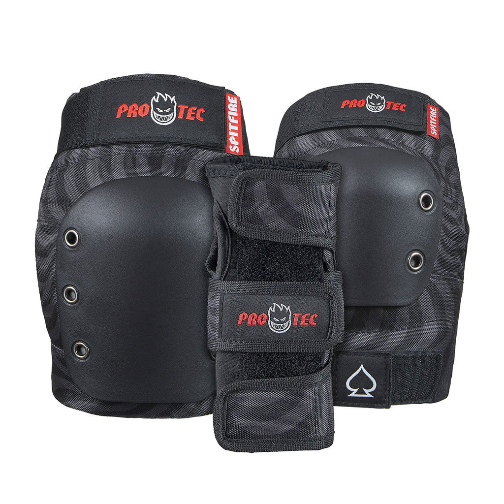 Pro-Tec x Spitfire Street JR 3-Pack Of Pads - Black Swirl
