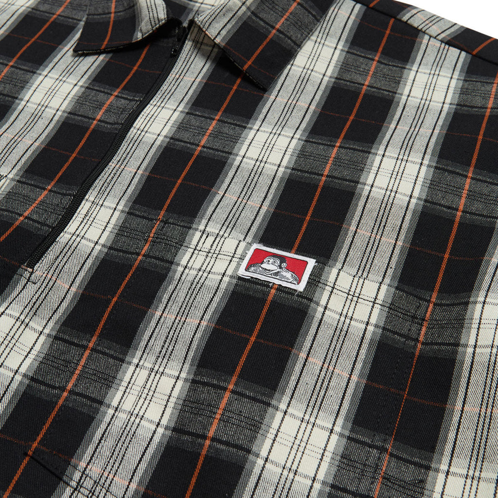 Ben Davis Short Sleeved Plaid 1/2 Zip Shirt - Black/Cream