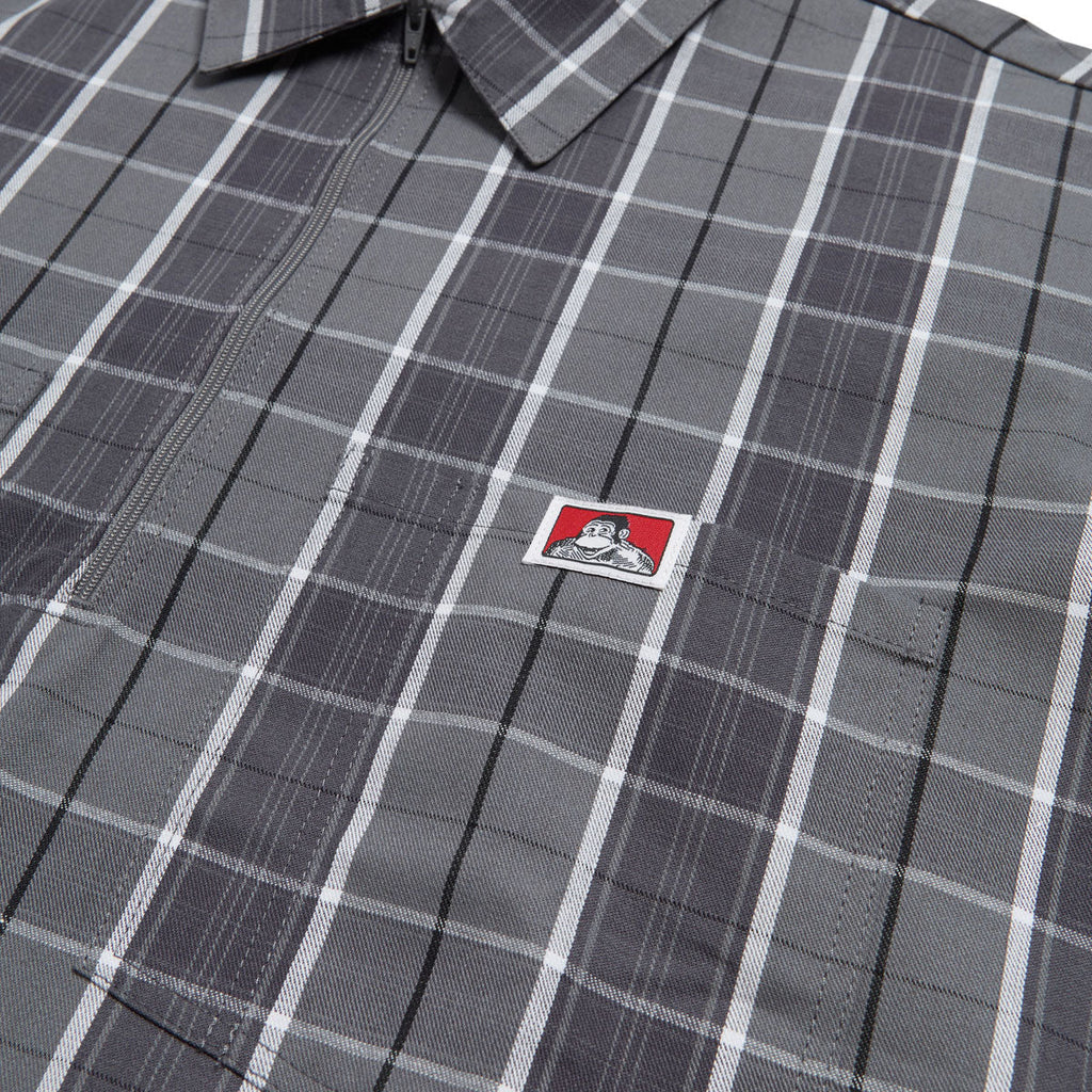 Ben Davis Short Sleeved Plaid 1/2 Zip Shirt - Grey/Black
