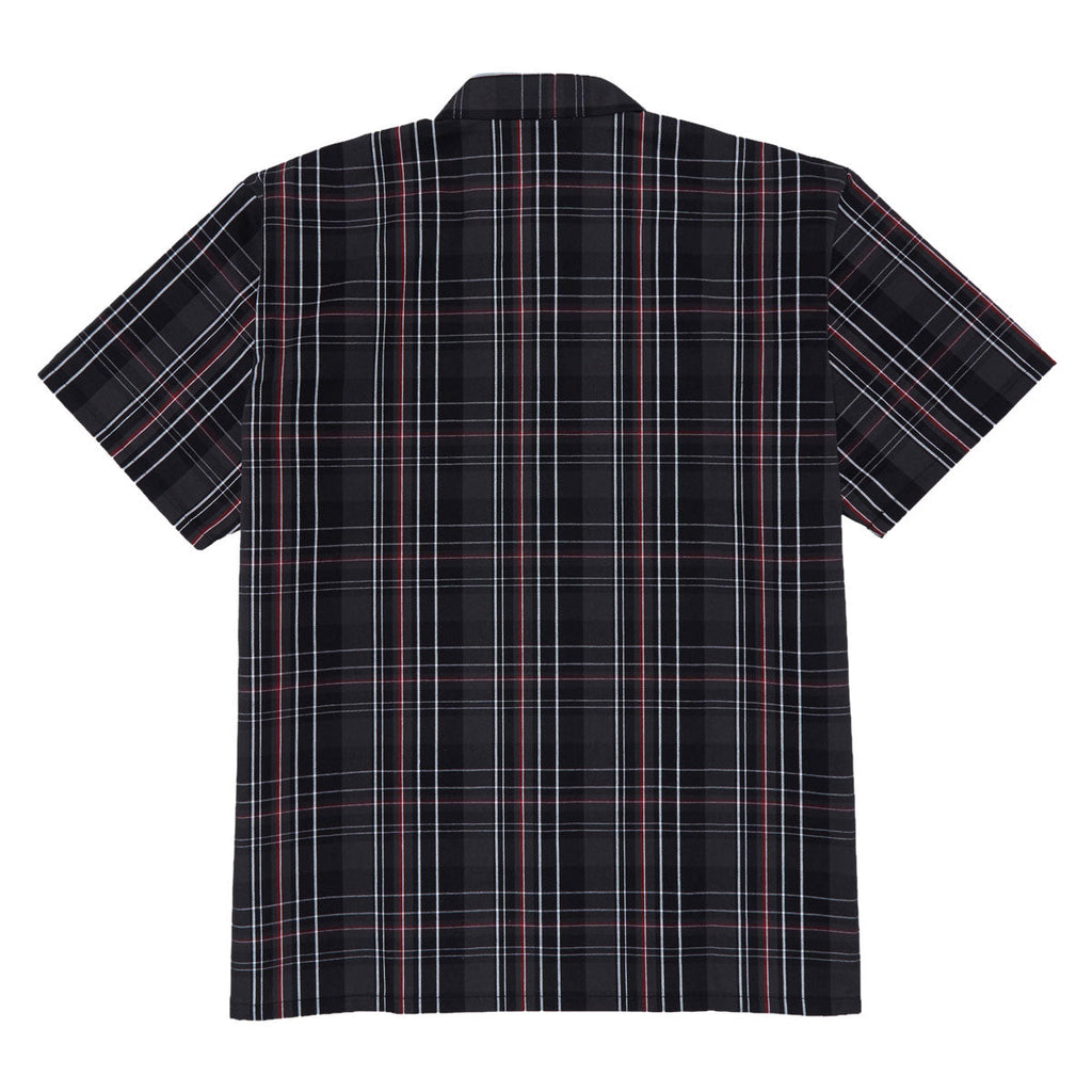 Ben Davis Short Sleeved Plaid 1/2 Zip Shirt - Black/Grey/Red