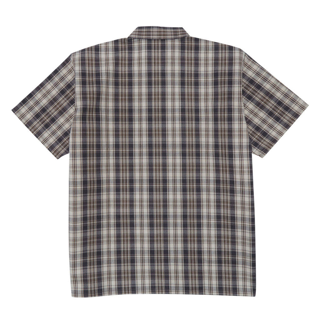Ben Davis Short Sleeved Plaid 1/2 Zip Shirt - Khaki/Grey