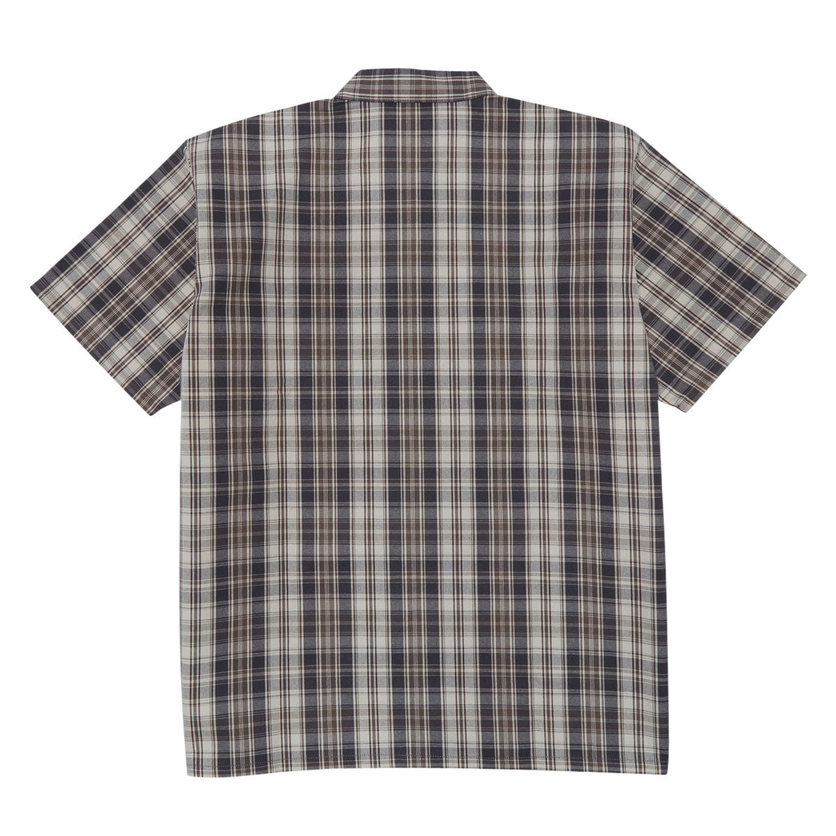 Ben Davis Short Sleeved Plaid 1/2 Zip Shirt - Khaki/Grey