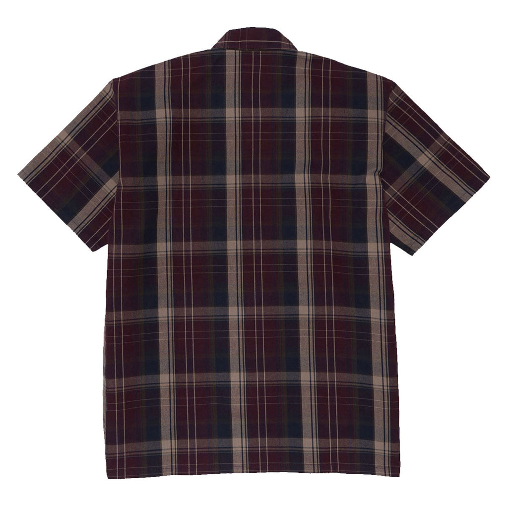 Ben Davis Short Sleeved Plaid 1/2 Zip Shirt - Burgundy