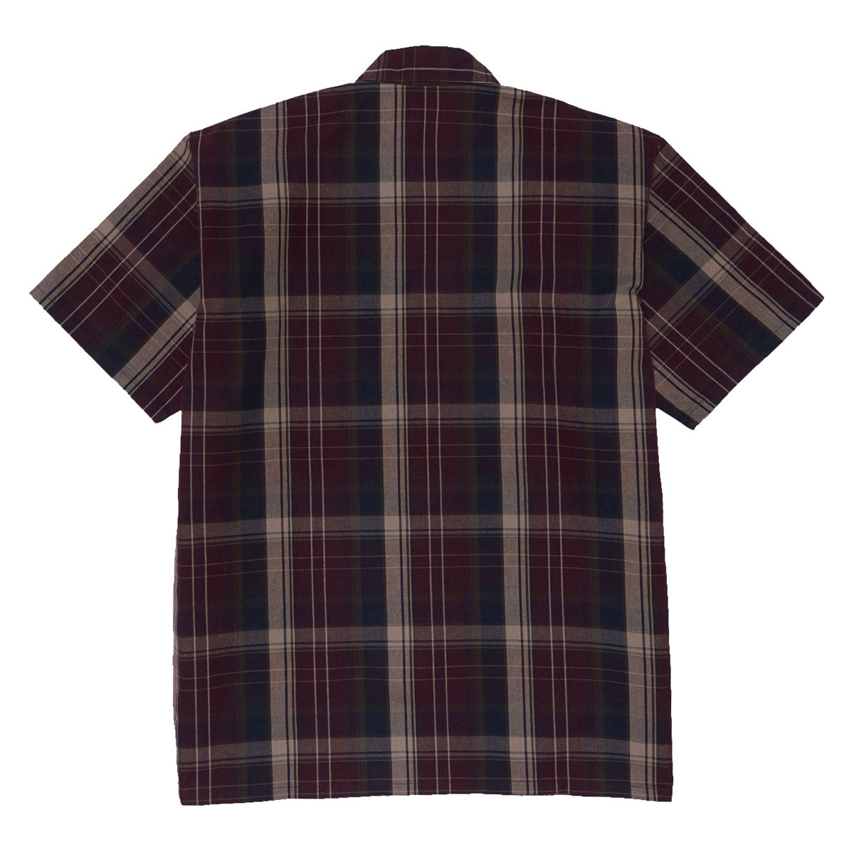 Ben Davis Short Sleeved Plaid 1/2 Zip Shirt - Burgundy