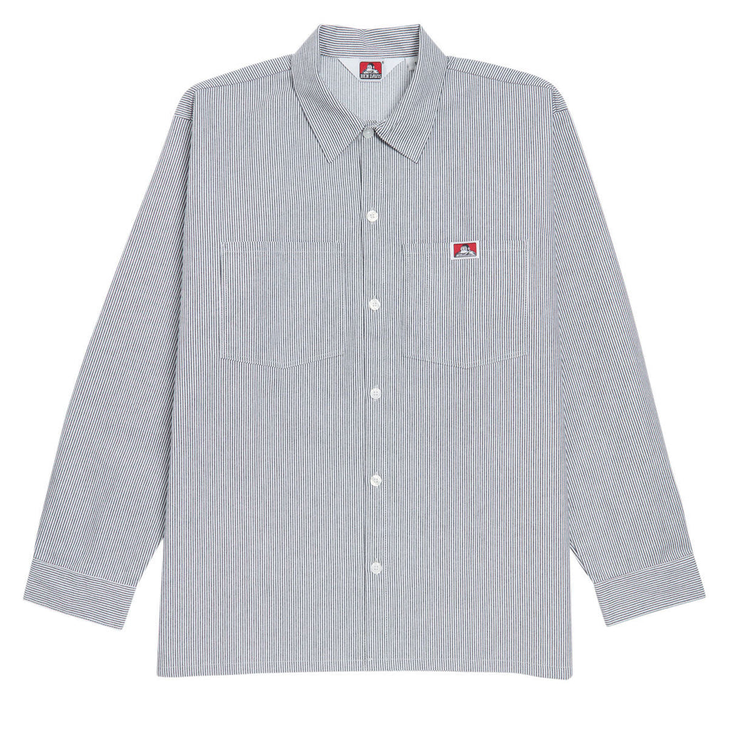 Ben Davis Long Sleeve Stripe Polyblend Shirt - Hickory