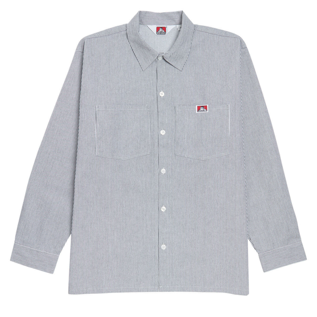 Ben Davis Long Sleeve Stripe Polyblend Shirt - Hickory