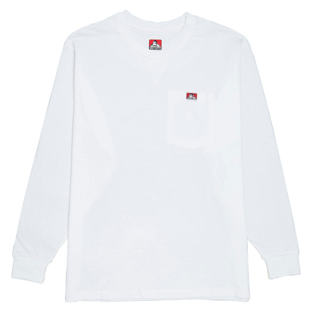 Ben Davis Heavy Duty Long Sleeve Pocket T-Shirt - White